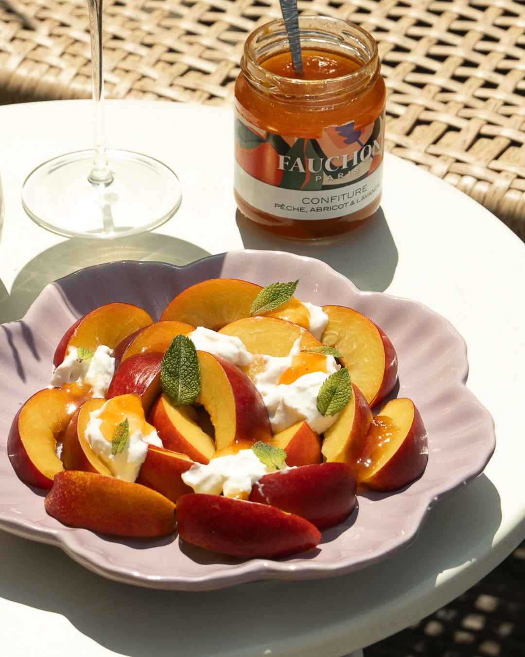 Confiture pêche, abricot et lavande