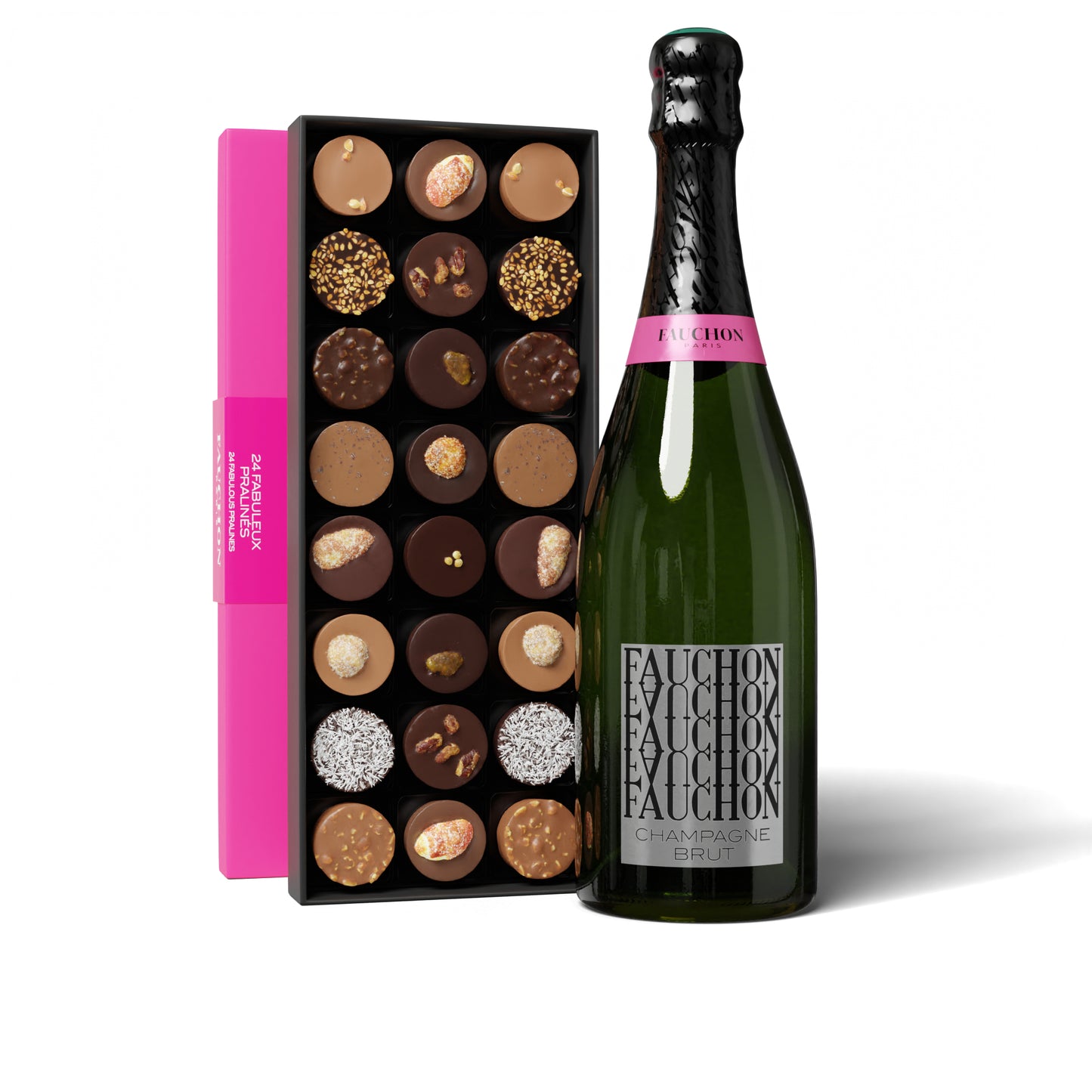 DUO ECRIN DE 24 CHOCOLATS ET CHAMPAGNE FAUCHON 75CL RD