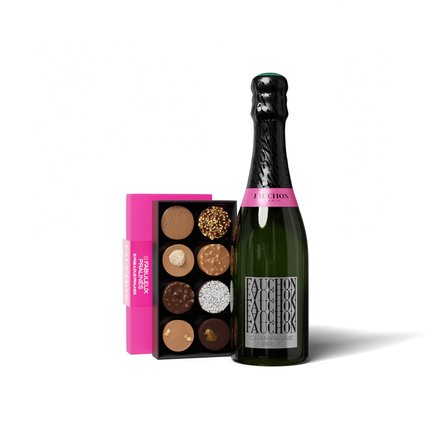 DUO ECRIN 8 CHOCOLATS ET CHAMPAGNE FAUCHON BRUT 37.5CL RD