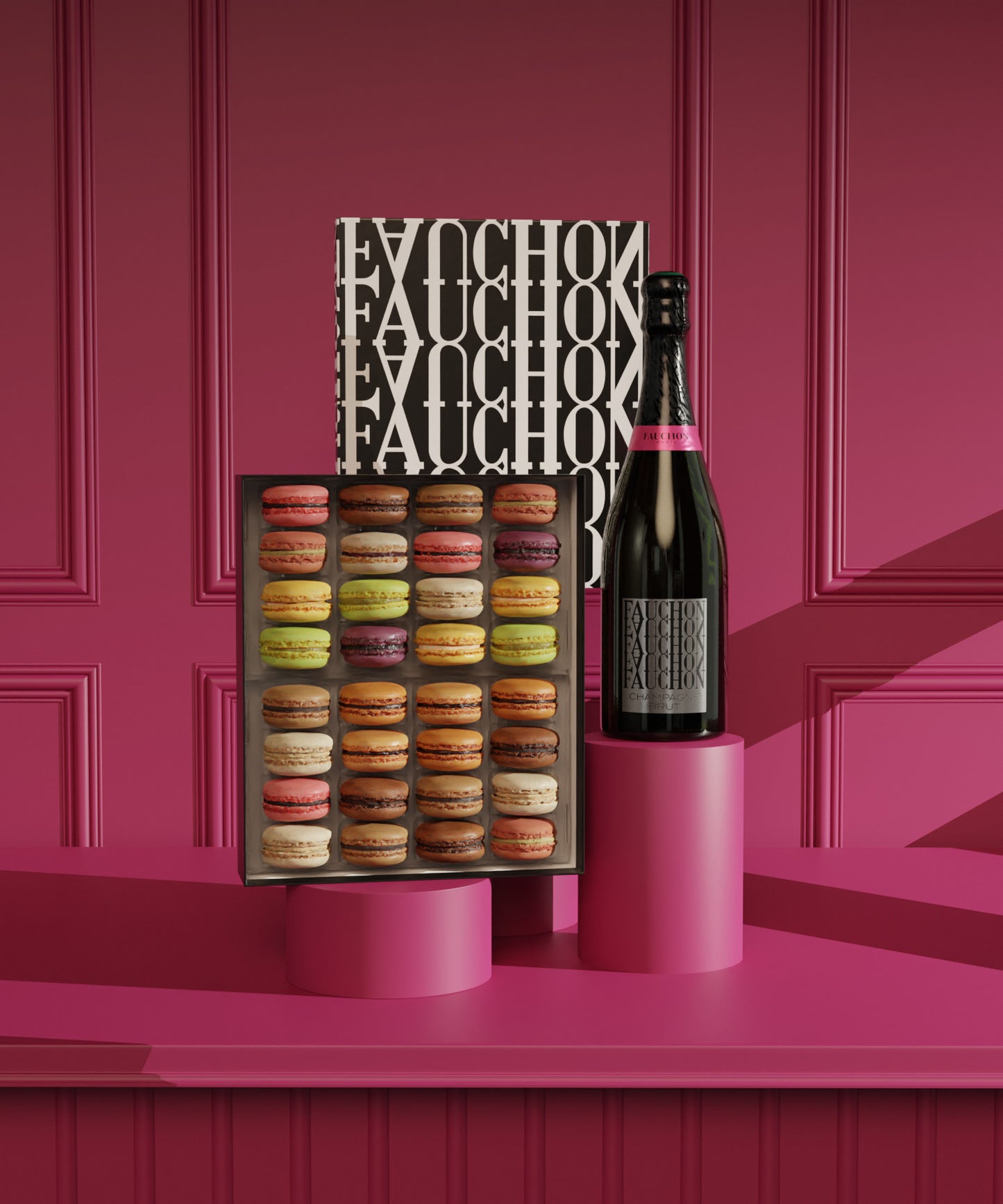 Box of 32 macaroons &amp; FAUCHON brut champagne