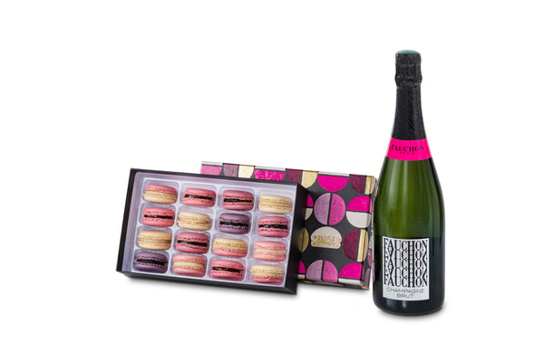 DUO BOITE 16 MACARONS & CHAMPAGNE BRUT FAUCHON 75CL RD