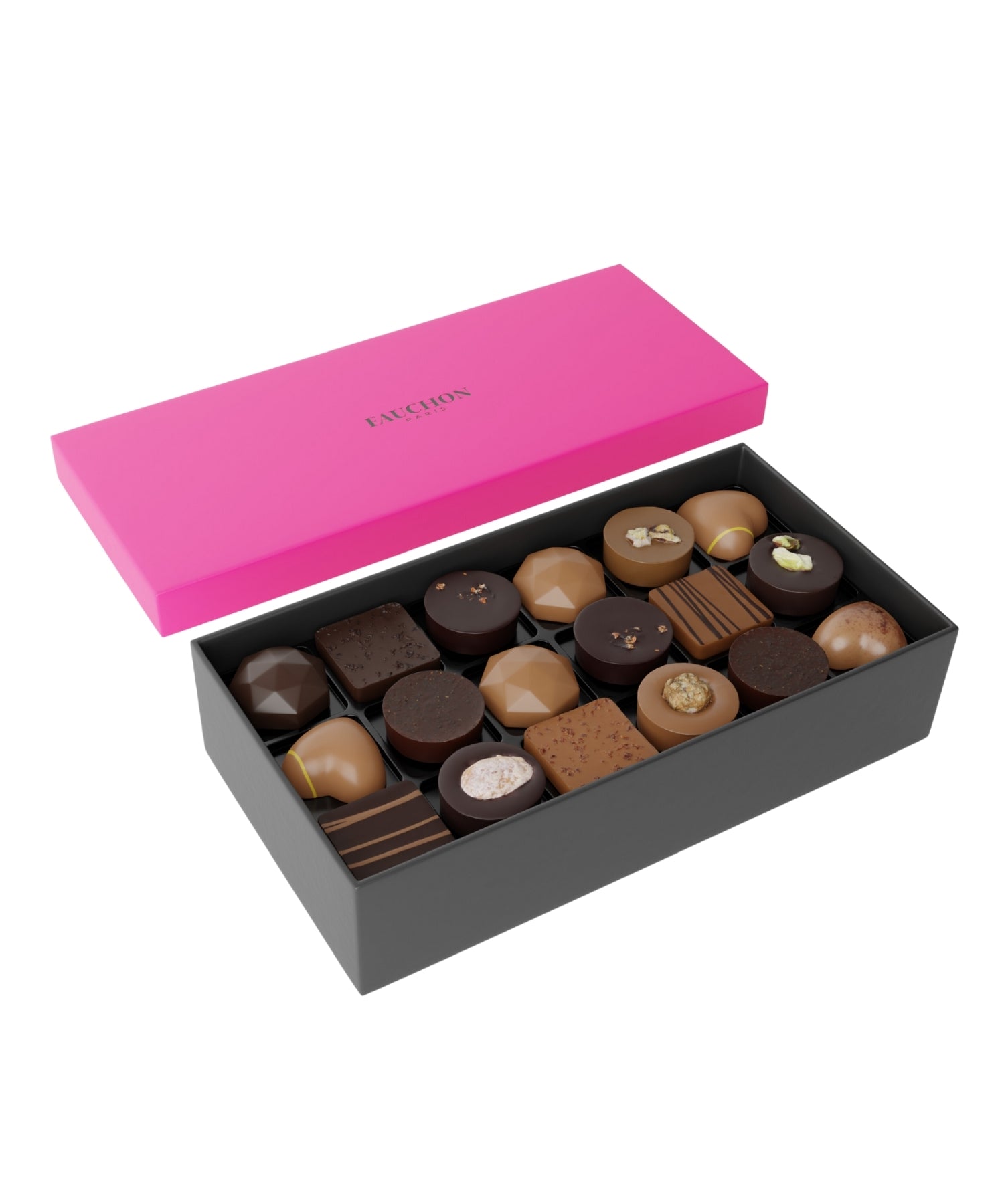 Écrin 36 chocolats ganaches & pralinés - assortiment iconique Fauchon de chocolats fins