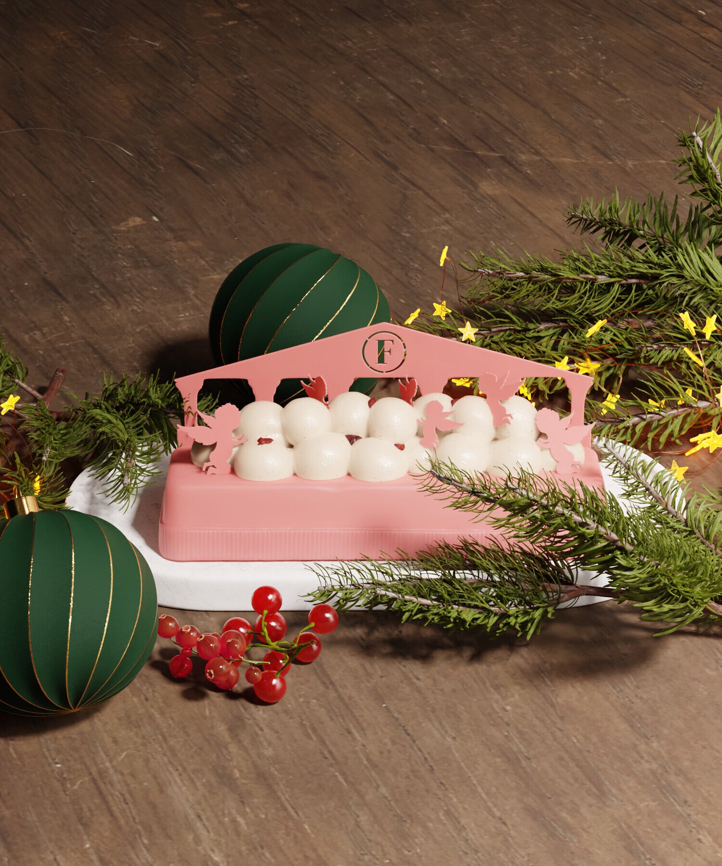 Signature log FAUCHON 2024 with its globe - Grapefruit & Candied Chestnuts