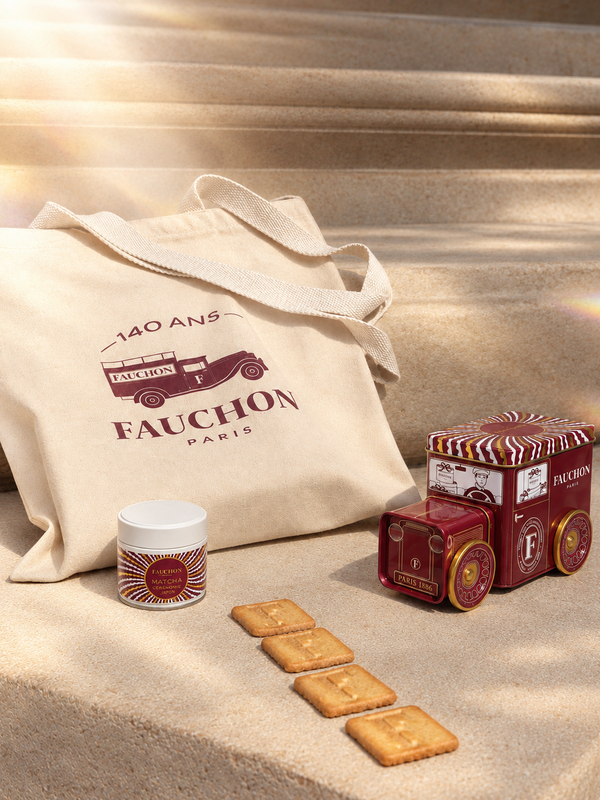 Assortiment 140 ans FAUCHON – Tote bag, Matcha cérémonie & Biscuits « F » collector