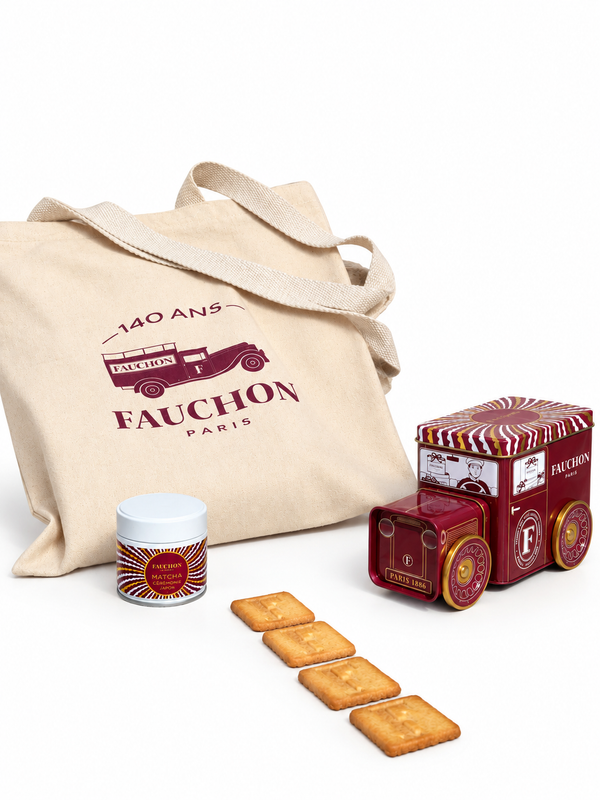 Assortiment 140 ans FAUCHON – Tote bag, Matcha cérémonie & Biscuits « F » collector