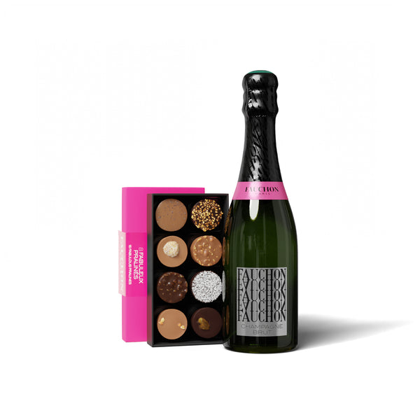 DUO ECRIN 8 CHOCOLATS ET CHAMPAGNE FAUCHON BRUT 37.5CL RD