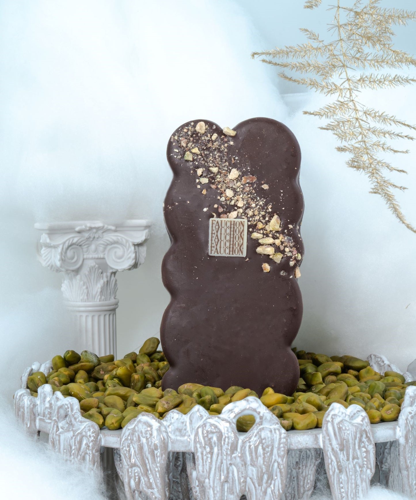 Tablette nuage paradis - chocolat noir au praliné, pistache et kadaïf croustillant